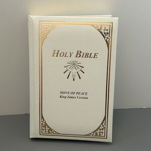Holy Bible Dove Of Peace Edition KJV Illustrated White Hardcover Faux Leather